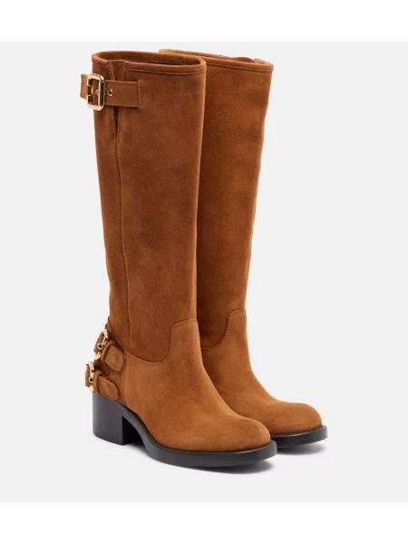 Botine Chloé din piele de căprioară maro