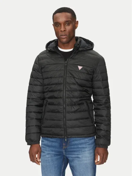 Guess Jeans Geacă din puf negru