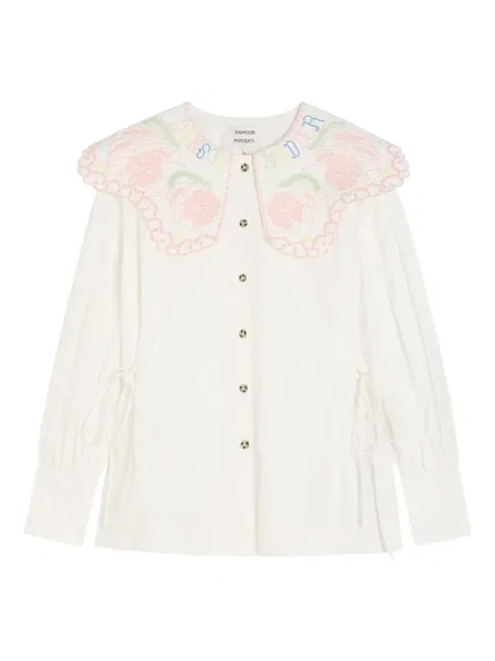 Kołnierzykowy bluzka Damson Madder w kwiatki biała