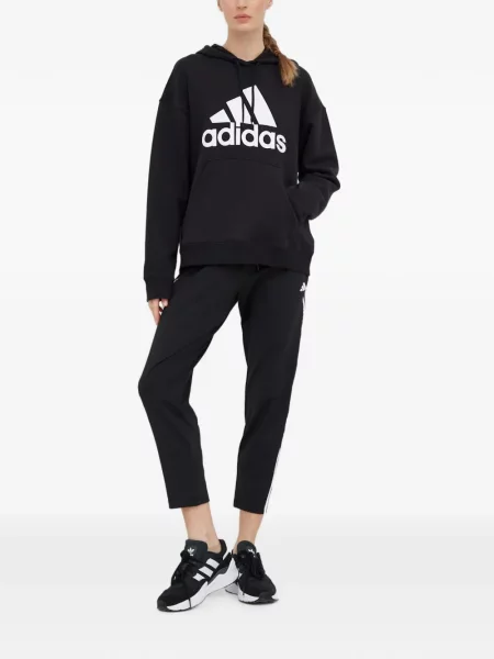 Hanorac cu glugă Adidas cu dungi cu broderie cu cordon negru