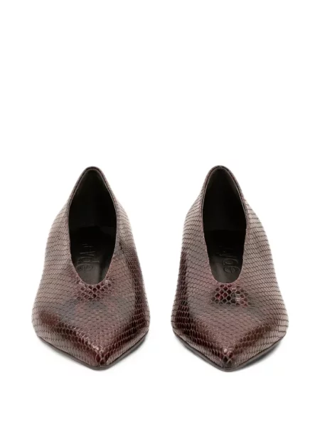 Pantofi cu toc Aeyde cu model piele de șarpe roșu