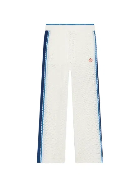 Pantaloni Casablanca cu dungi tricotate alb