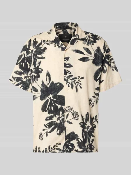 Koszula casualowa o kroju relaxed fit z kołnierzem z połami model BLAVENICE' Jack & Jones Premium czarna
