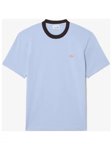Koszulka Lacoste Classic Fit Colour-Block z bawełny z krótkim rękawem w kolorze niebiesko-różowym M niebieska