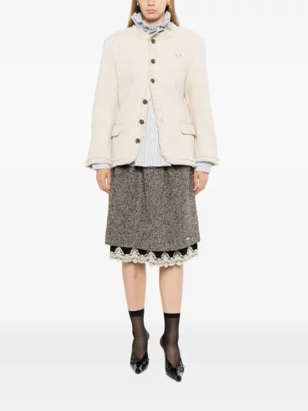 Fustă Bonbom cu model herringbone din dantelă negru