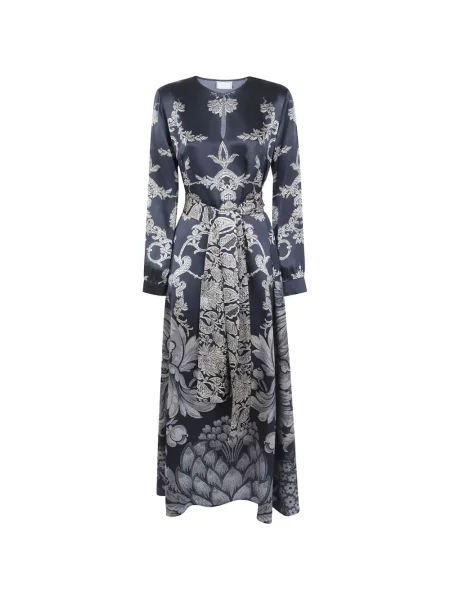 Rochie midi Pierre-louis Mascia din satin cu model floral cu imagine negru