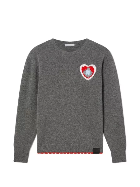 Pulover Stella Mccartney de lână cu motiv cu inimi gri