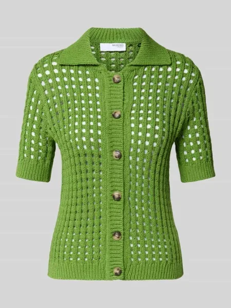 Kardigan z rękawem o dł. model ‘ELLEN’ Selected Femme zielony