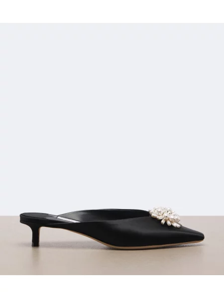 Papuci tip mules Jimmy Choo din satin negru