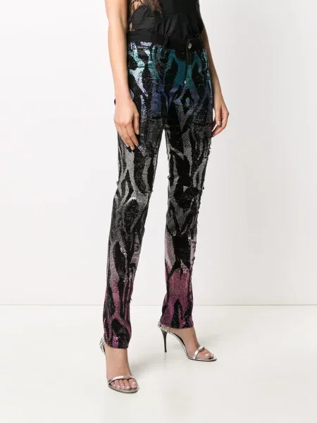 Jeansy Philipp Plein w zebrę czarne