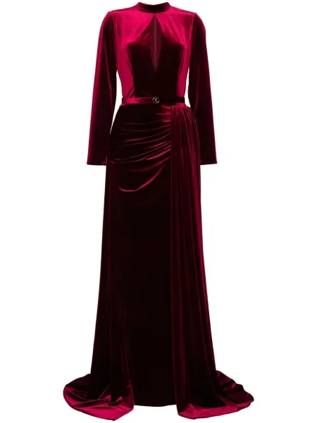 Rochie maxi Saiid Kobeisy de catifea lungă de costum roșu