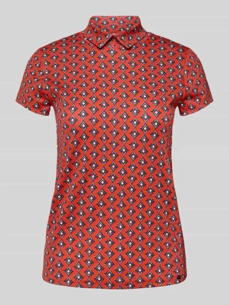 T-shirt o kroju slim fit z kołnierzykiem polo Marc Cain czerwone