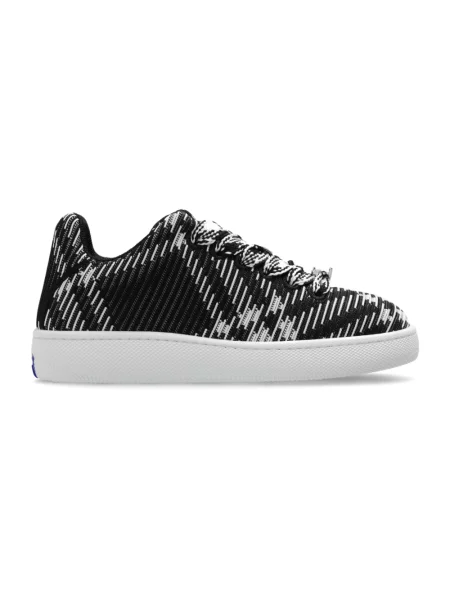 Sneakersy Burberry skórzane w kratę czarne