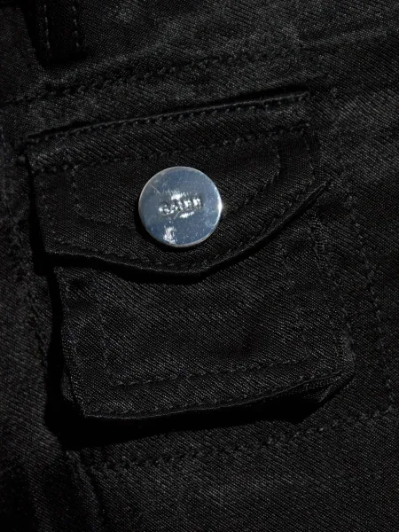 Pantaloni cargo Ganni din satin negru