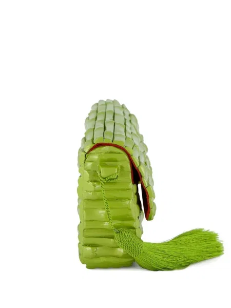 Geantă plic Glorinha Paranaguá din bambus verde