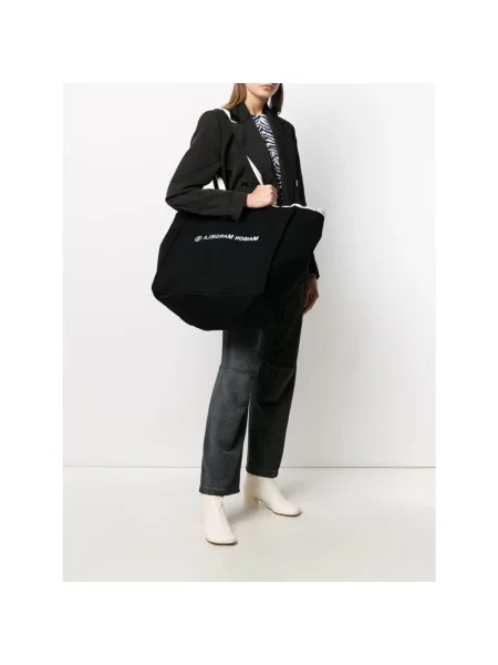 Torebka Mm6 Maison Margiela z nadrukiem płócienna czarna