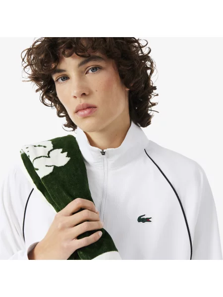 Lacoste Sportowa Kurtka Wodoodporna Z Kontrastowym Wykończeniem Czarna biała