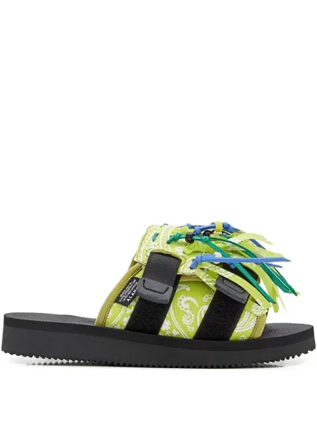 Sandale Alanui cu franjuri cu model paisley verde