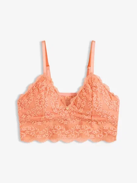 Biustonosz bustier bez fiszbinów z kwiatową koronką pomarańczowy