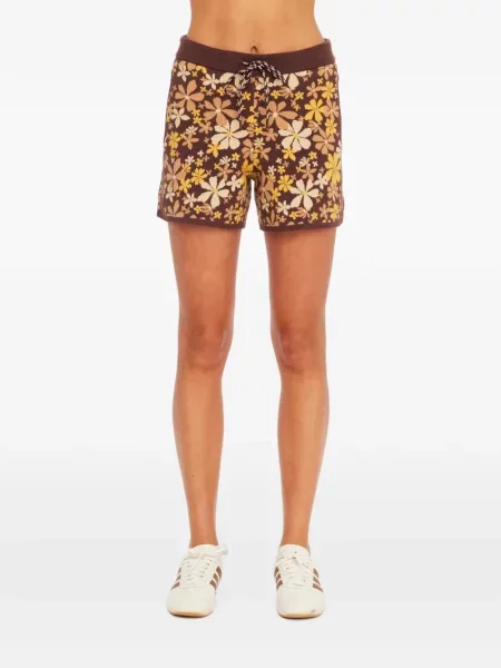 Pantaloni scurți The Upside cu model floral tricotate cu imagine maro