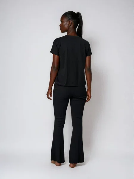 Піжама з boxy топом і штанами з рубчастого трикотажу Pusheen чорний