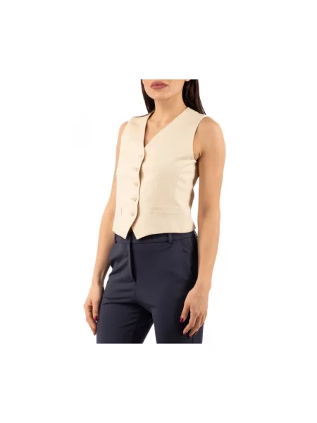 Lniany top Weekend Max Mara z dekoltem w serek casual biały