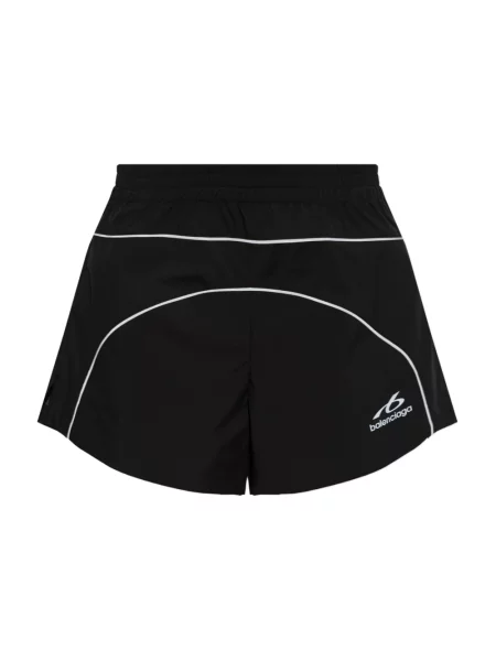 Lniane szorty Balenciaga z logo czarne