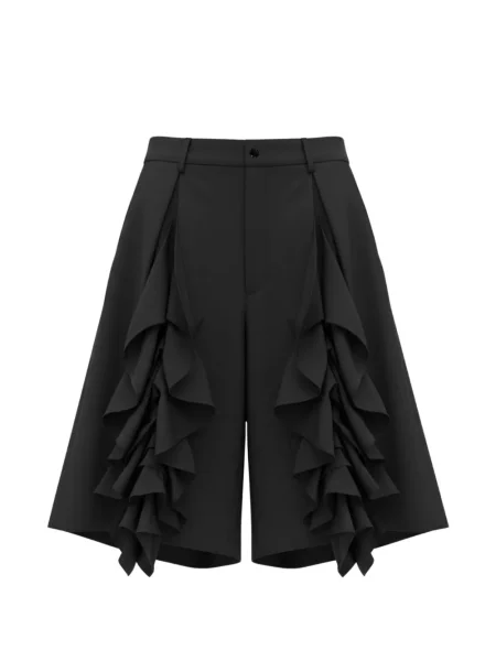 Pantaloni scurți Comme Des Garcons Homme Plus de lână cu volane negru