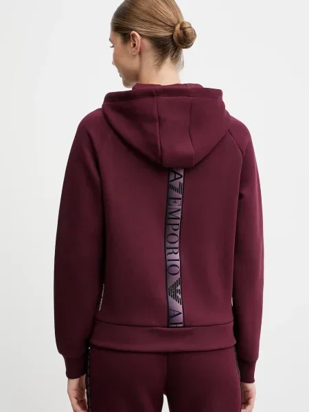 Однотонный свитер Ea7 Emporio Armani с капюшоном бордовый
