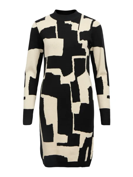 OBJECT Rochie tricotat RAY negru alb