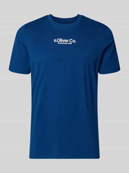 T-shirt o kroju regular fit z czystej bawełny S.oliver Red Label granatowa