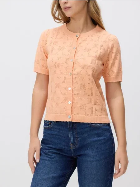 Reserved Cardigan ajurat oranj-deschis