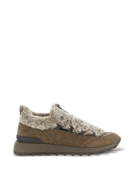 Sneakers Brunello Cucinelli από δέρμα προβάτου καφέ