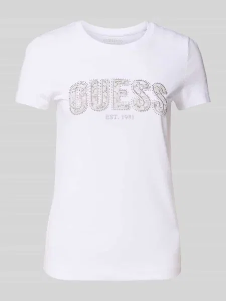 Guess Koszulki Kobieta L T-shirt z logo z bawełny niebieski
