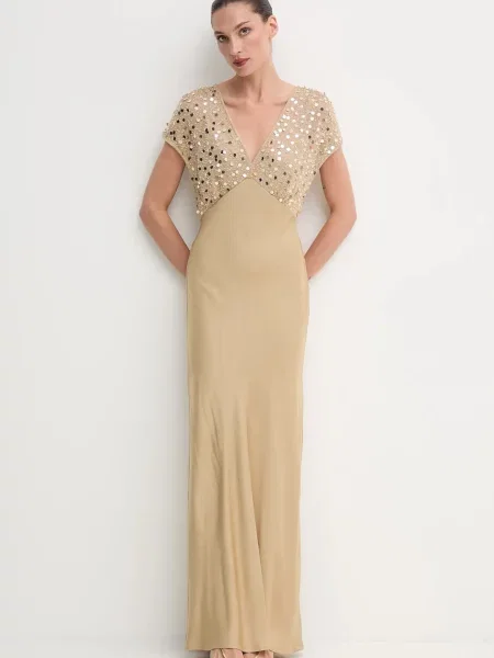 Сукня Never Fully Dressed maxi розкльошена золотий