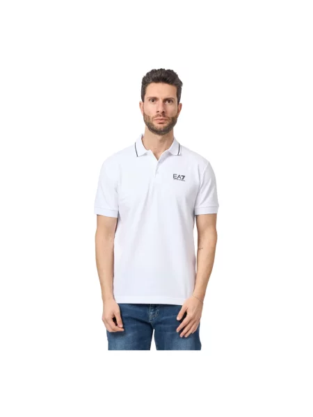 Koszulka polo Ea7 Emporio Armani z nadrukiem biała