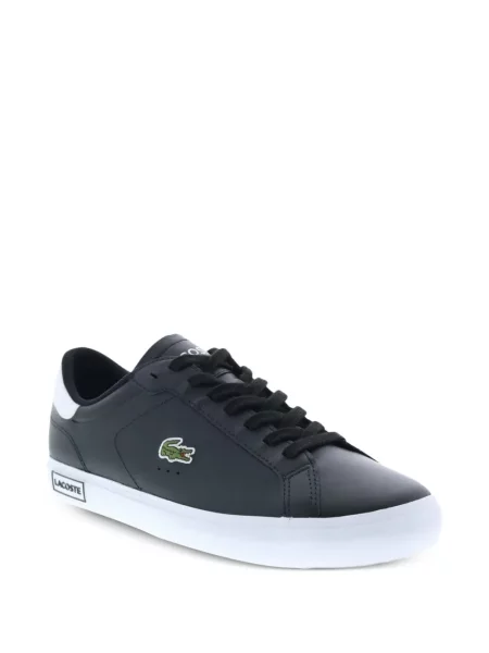 Кожени маратонки Lacoste с връзки черно