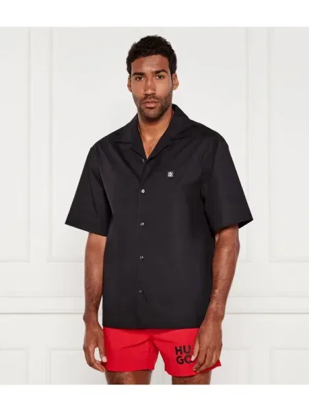 HUGO Cămașă Espino | Oversize fit negru