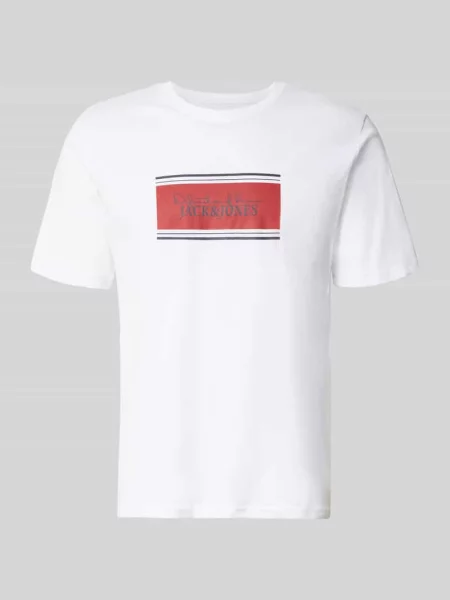 Damski t-shirt o kroju regular fit z nadruk z logo model Buster' Jack & Jones biała
