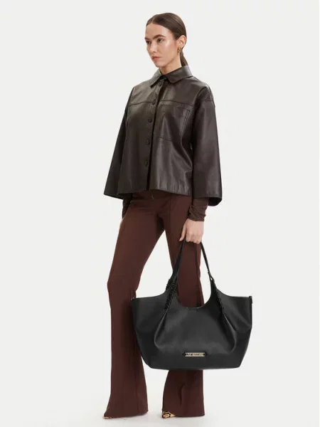 Love Moschino torebka shopper z imitacji skóry czarna