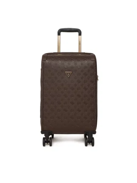 Βαλίτσα Καμπίνας Guess Lenwood Travel Σκούρο καφέ