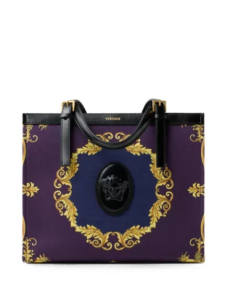 Geantă shopper Versace din canvas violet