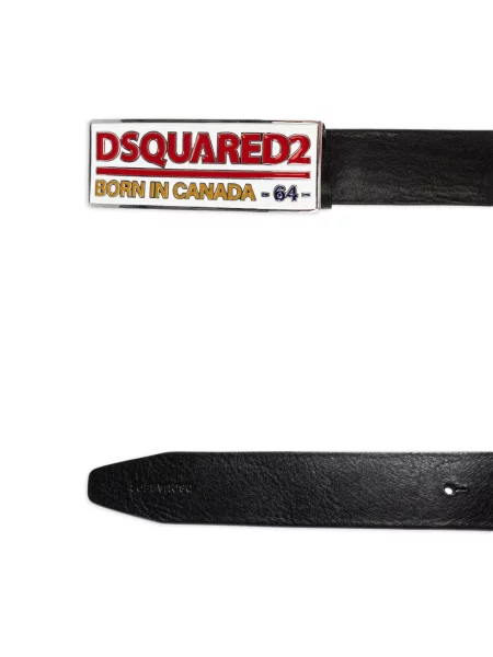 Bőr öv Dsquared2 autogrammal fekete