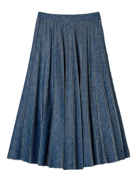 Fustă din denim Twinset plisată albastru