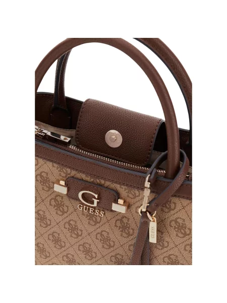 Crossbody kabelka Guess s autogramom hnedá