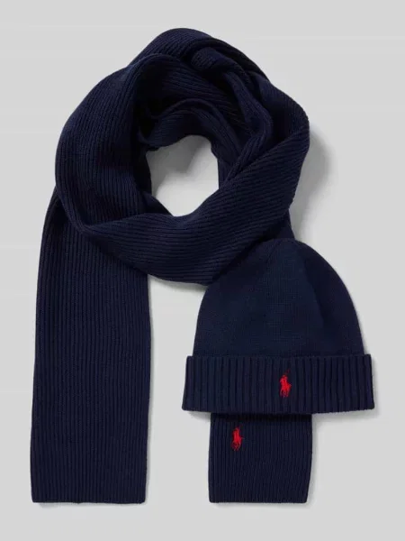 Szal Polo Ralph Lauren wełniana granatowa