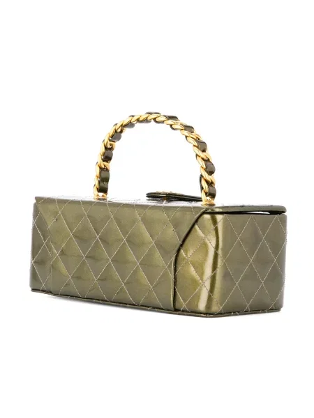 Prošívaná kabelka Chanel Pre-owned zelená
