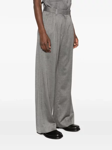 Cu centură pantaloni Maje cu model herringbone gri