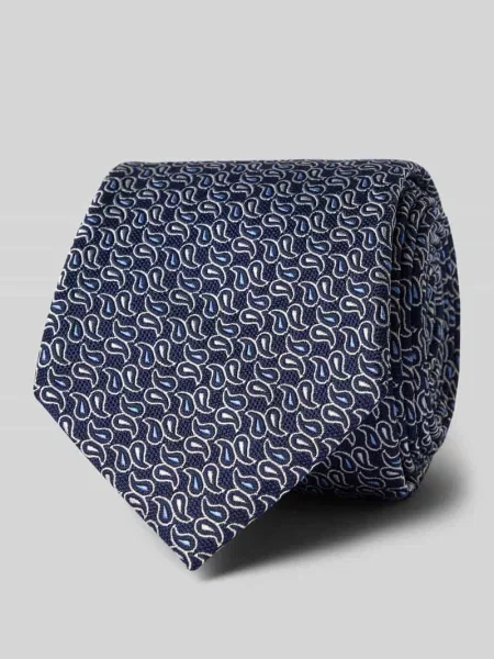 Krawat z jedwabiu ze wzorem na całej powierzchni 8 cm Joop! Collection granatowy