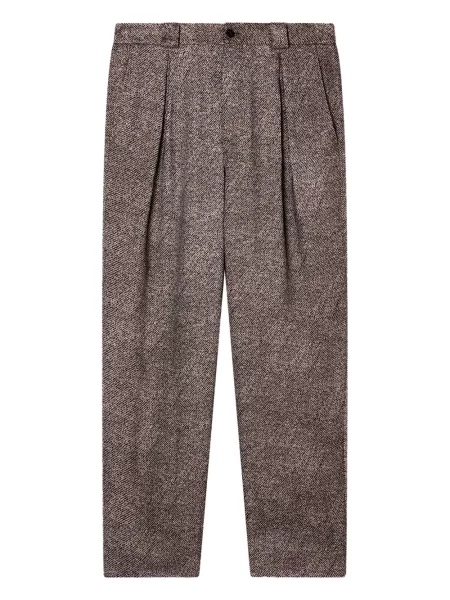 Pantaloni Giorgio Armani cu model herringbone plisate maro